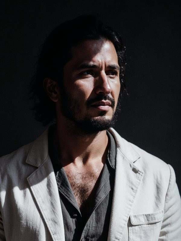 Retrato de João Paulo sentado, de terno claro